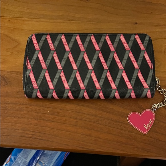 Victoria's Secret Black and Pink Patterned Wallet - Picture 2 of 4